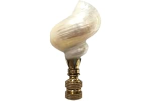 ROYAL DESIGNS, INC. Royal Designs Natural Seashell 3" Lamp Finial for Lamp Shade, White Shell, Polished Brass Base