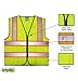 GripGlo Reflective Safety Vest, Bright Neon Color with 2 Inch Reflective Strips - Orange Trim - Zipper Front, Large