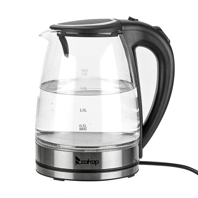 110V 1500W 1.8L Electric Glass Kettle, Fast Boiling Teapot Water Heater