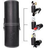 Makeup Brush Holder (JUMBO) by The Aurora Collections, 100% Sat Guar, Large Design Serves Multiple Needs - Travel Jewelry Case, Pencil Case / Holder, & Toiletry Bag - Protective Hard Leather Cup!