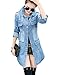 Tanming Women's Casual Lapel Slim Long Sleeve Denim Outercoat Jacket Windbreaker