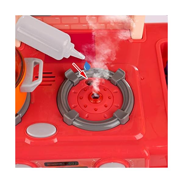 Kinderplay Kinderküche, Spielküche – Küche Spielzeug, Licht, Ton, Wasser, Wasserdampf Kochen Imitierend, 42 Accessoires… – Bild 7