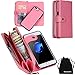 iPhone 8 Plus Case, iPhone 7 Plus Case, DRUnKQUEEn Zipper Wallet Type Flip Premium Leather Credit Card Holder Case with Wrist Strap - Detachable Magnetic Back Cover for iPhone 7Plus / iPhone 8Plus