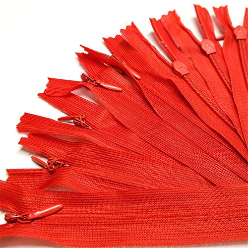 50pcs Long Nylon Invisible Zippers for DIY Sewing Back Dress Cushion Tailoring Accessories Tailor Tool (Red, 18inch) - Thumbnail 7
