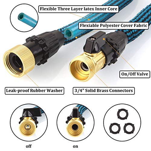 50ft Expandable Garden Hose, LANIAKEA Flexible Water Hose with 9 Function Nozzle, Leakproof