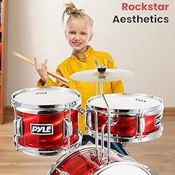 Pyle Kids Drum Set, 3 Piece Beginner Junior Drummer