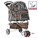 BestPet Extra Wide 3 Wheels 4 Wheels Pet Dog Cat Stroller with RainCover,Leopard Skin (3 Wheels)