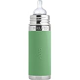 Pura Kiki 7oz Stainless Steel Insulated Infant Bottle – Includes Silicone Medium-Flow Nipple & Sleeve – Anti-Colic, Plastic-Free, MadeSafe Certified