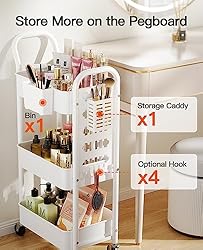 Pipishell 3-Tier Rolling Cart, Metal Utility Cart