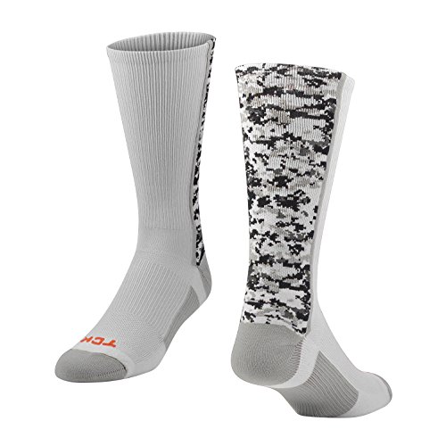 TCK Digital Camo Crew Socks (White, Large)