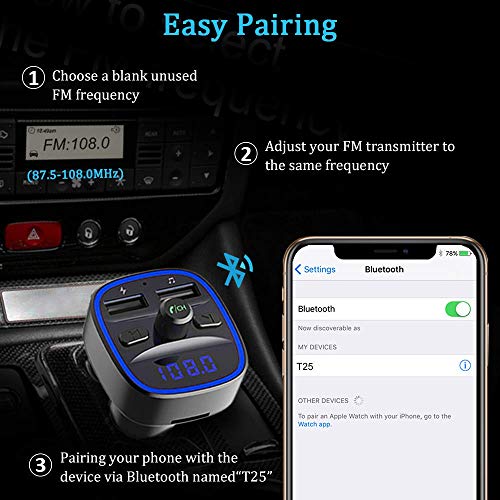 Bovon Bluetooth Fm Transmitter Auto Radio Adapter Bovon Bluetooth FM Transmitter for Car, Bluetooth Car Adapter MP3