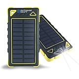 SolarBank - Solar Power Bank Charger, 8000mAh Portable, Waterproof, Shockproof, Dustproof Dual USB Battery Bank for cell phone, smartphone iPhone, Samsung, Android, GoPro, GPS (Yellow)