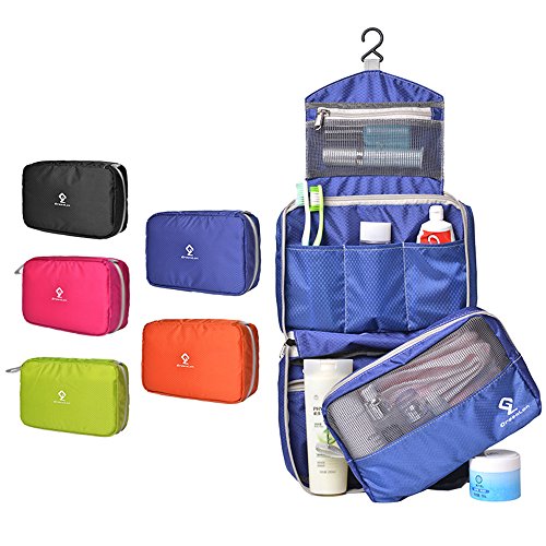 ZIYE Hanging Portable Travel Toiletry Bags Mens Womens Overnight Wash Shaving Dopp Kit Cosmetic Storage Organizer Waterproof Gym Bag with Hook (Orange) - Thumbnail 2
