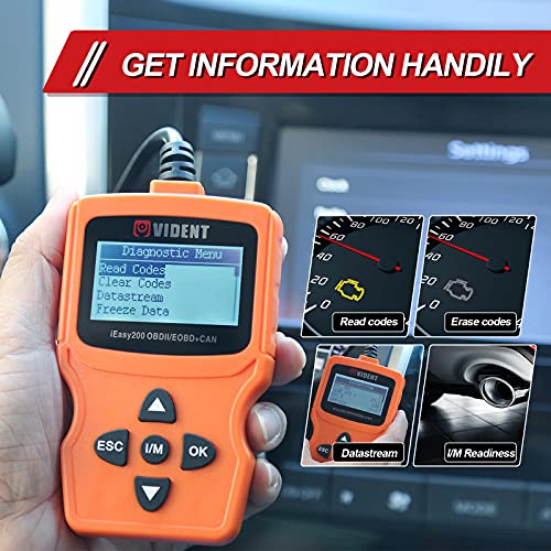Vident iEasy200 OBD2 Scanner, Code Reader for Engine Fault Check, I/M Readiness Smog Check, CAN Diagnostic Scan Tool for All OBDII Protocol Cars