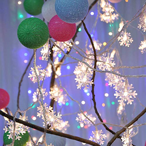 KAILEDI Christmas Lights, 40 LED Snowflake String Fairy Lights for Home, Party, Christmas, Wedding, Garden, Xmas Garden Patio Bedroom Decor Indoor Outdoor Celebration Lighting