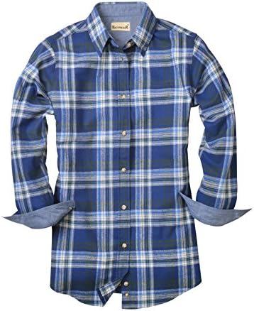 Backpacker Ladies' Plaid Flannel Shirt, Blue/Green, small