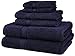 Amazon Brand – Pinzon 6 Piece Blended Egyptian Cotton Bath Towel Set - Navy
