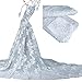 SALAMUTU African French Lace Fabric 5 Yards Nigerian Eco-Friendly Embroidery Lace Fabric with Rhinestones and Beadsfor Party Dress Formal Wedding Dress 5 Colors (White)
