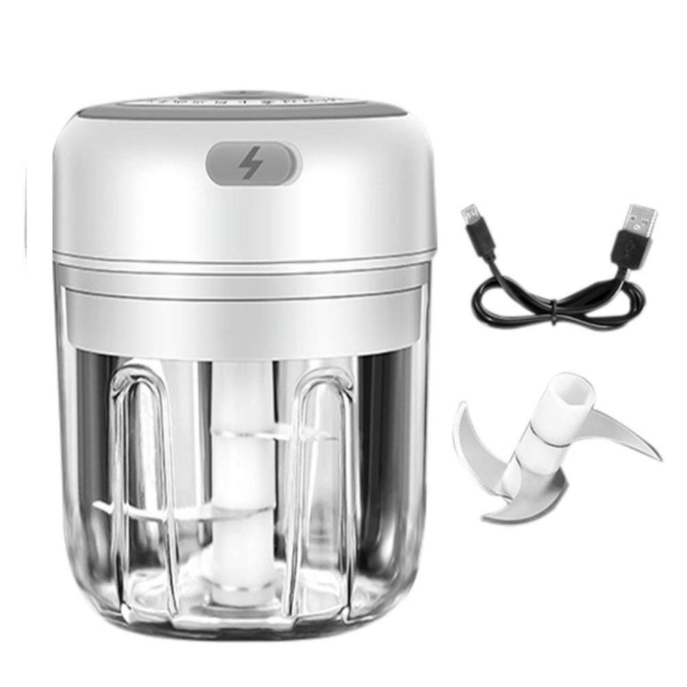 basku 250ml Garlic Onion Ginger Chopper, Electric Garlic Masher Electric Crusher Meat Mincer Grinder Used To Crush Garlic, Ginger, Chili Powder, Minced Meat, Etc - White