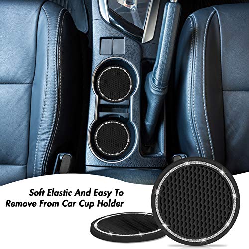 Bling Car Coaster, SHANSHUI 6 Pack Universal Vehicle Cup Holders for Car Cute Silicone Anti-Slip Insert Coaster Crystal… - Image 2