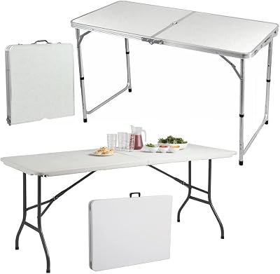 BARGAINS-GALORE 4ft Heavy Duty Folding Table White Indoor Outdoor