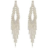 LY8 Fashion Women Art Deco Bling Crystal Elegant Tassel Chandelier Dangle Drop Earrings