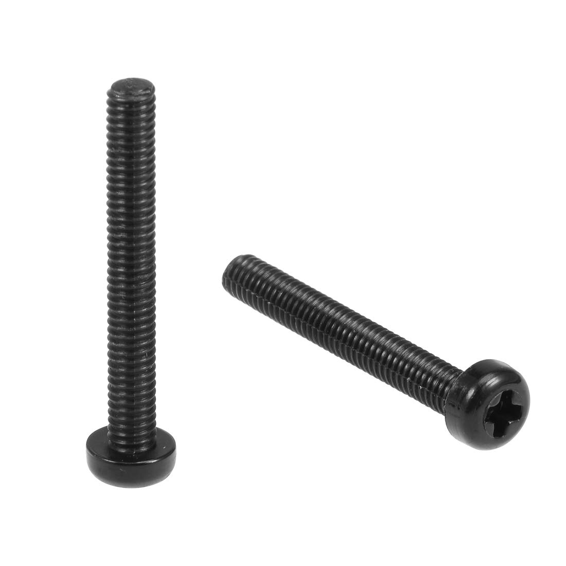 sourcing map M4x30mm Threaded Nylon Phillips Cross Pan Head Machine Screws Bolts Black 50Pcs
