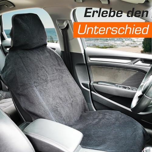 Upgrade4cars Terry Cloth Car Seat Protector for Front Seats, Driver's Seat Protective Cover Made of Cotton in Grey, Towel Car Seat Cover for Sports, Work, Summer and Winter