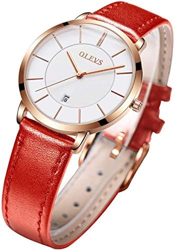 Olevsうで時計 レディース 腕時計 時計 おしゃれ 防水 超薄型 女性用 革ベル トブランド 革 アナログ 小さい シンプルな文字盤 が見やすい ファッション 薄い 薄型軽量 高校生 Watch For Women Ladies