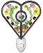 BANBERRY DESIGNS Mom Night Light - Heart with Pressed Flowers Between Glass - Includes Engraved Mom Charm - 4.5