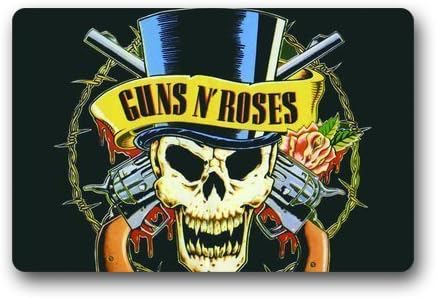 TOGEFRIEND Custom Guns N Roses Logo Skull Welcome Door Mat Rug Indoor/Outdoor Mats Welcome Doormat Decor Rug 23.6"(L) x 15.7"(W)