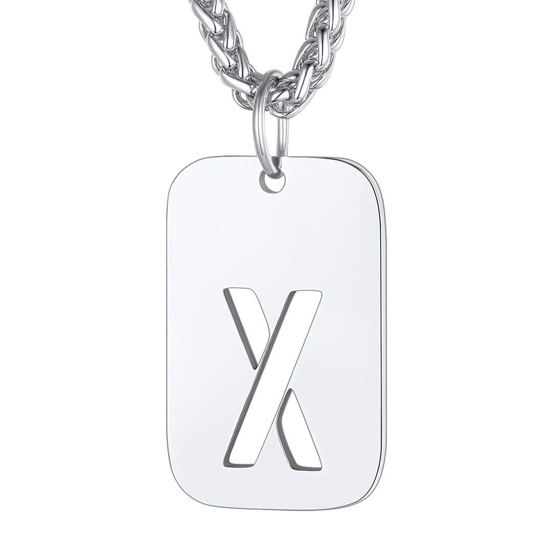 Richsteel Dog Tags for Men Initial Pendants X Mens Necklace