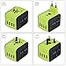 Universal Travel Adapter, Castries All-in-one Worldwide Travel Charger Travel Socket, International Power Adapter with 4 USB Ports, AC Plug for US EU UK AU & Asian Countries, Green
