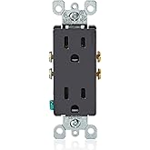 Leviton Decora Duplex Receptacle, 15 Amp, 125 Volt, Residential Grade, Grounding, 05325-00E, Black