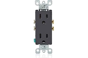 Leviton Decora Duplex Receptacle, 15 Amp, 125 Volt, Residential Grade, Grounding, 05325-00E, Black