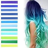Best Green Blue Hilary Duff Ombre Hair Dye Set of 12 Chalks | SEAFOAM MERMAID Hair Chalk | With Shades of Ocean Blue, Turquoise, Mint and Green Pastel Set of 12 Hair Color | Color your Hair Blue Green Ombre in seconds with temporary HairChalk
