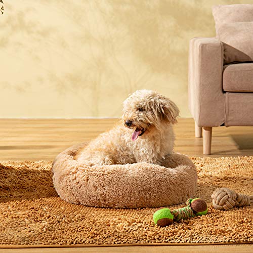 HZBOYA Plush Round Pet Bed for Cats or Small Dogs Soft Donut Calming