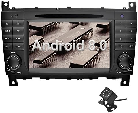 Ohok Android 8.0 Car Stereo for Mercedes-Benz C-Class W203/Benz CLK W209 2 Din 7 Inch 8-Core 4GB RAM 32GB ROM Sat Nav Head Unit with DVD Player Supports Bluetooth WLAN OBD2 AUX Subwoofer AV Out