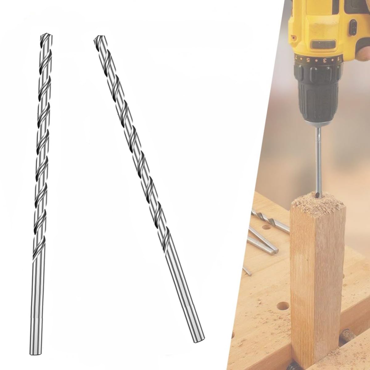 2 PCS 200MM x 8MM Extra Long Hss Drill Bit Set,Twist Drill Bits Straight Shank Tool Drill Bit (8MM)