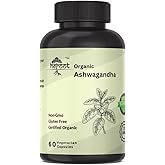 Organic AshwagandhaCapsules Pure Organic Ashwagandha Powder and Root Extract - Stress Relief, Mood Enhancer (Pack of 60 Capsule)