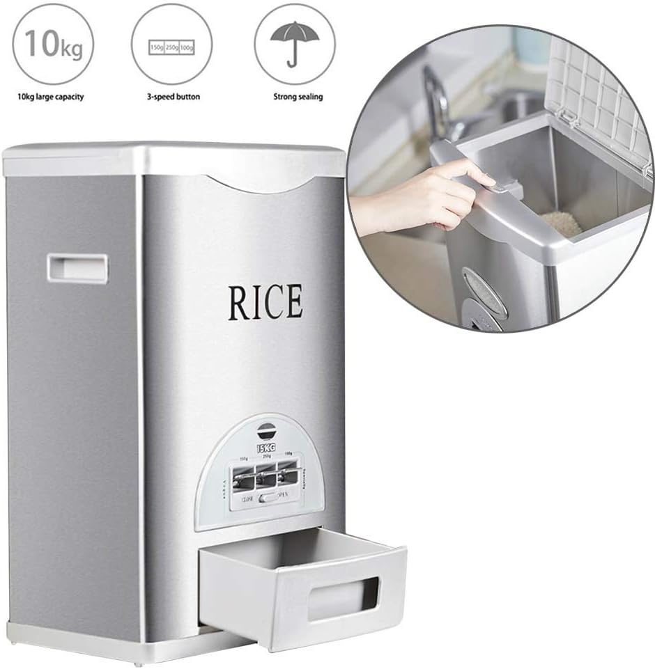 おしゃれな計量米びつ 米びつ 冷蔵庫 Color Silver Size 30 5