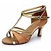 HROYL Women's Latin Dance Shoes Satin Ballroom W7-W09