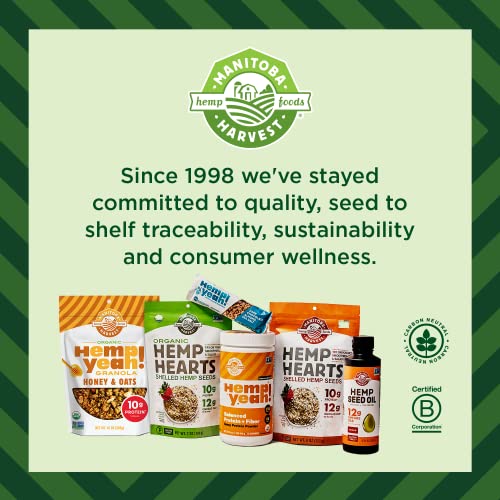 MANITOBA HARVEST ORGANIC HEMP SEEDS, 7OZ, 10G PLANT BASED PROTEIN AND 12G OMEGA 3 & 6 PER SRV, SMOOTHIES, YOGURT & SALAD, NON-GMO, VEGAN, KETO, PALEO, GLUTEN FREE