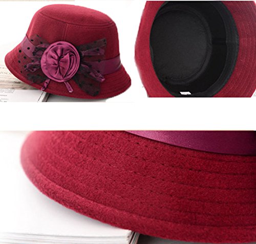 Freedi Bowler Hat Fedora Hats Dress Up Derby Hats Wide Brim Flower for Costume Adults Women Winter (Purple) - Thumbnail 4