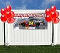 Red Sports Car NASCAR Birthday Banner Personalized Party Backdrop