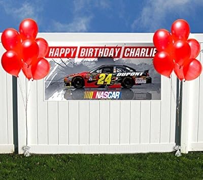 Red Sports Car NASCAR Birthday Banner Personalized Party Backdrop