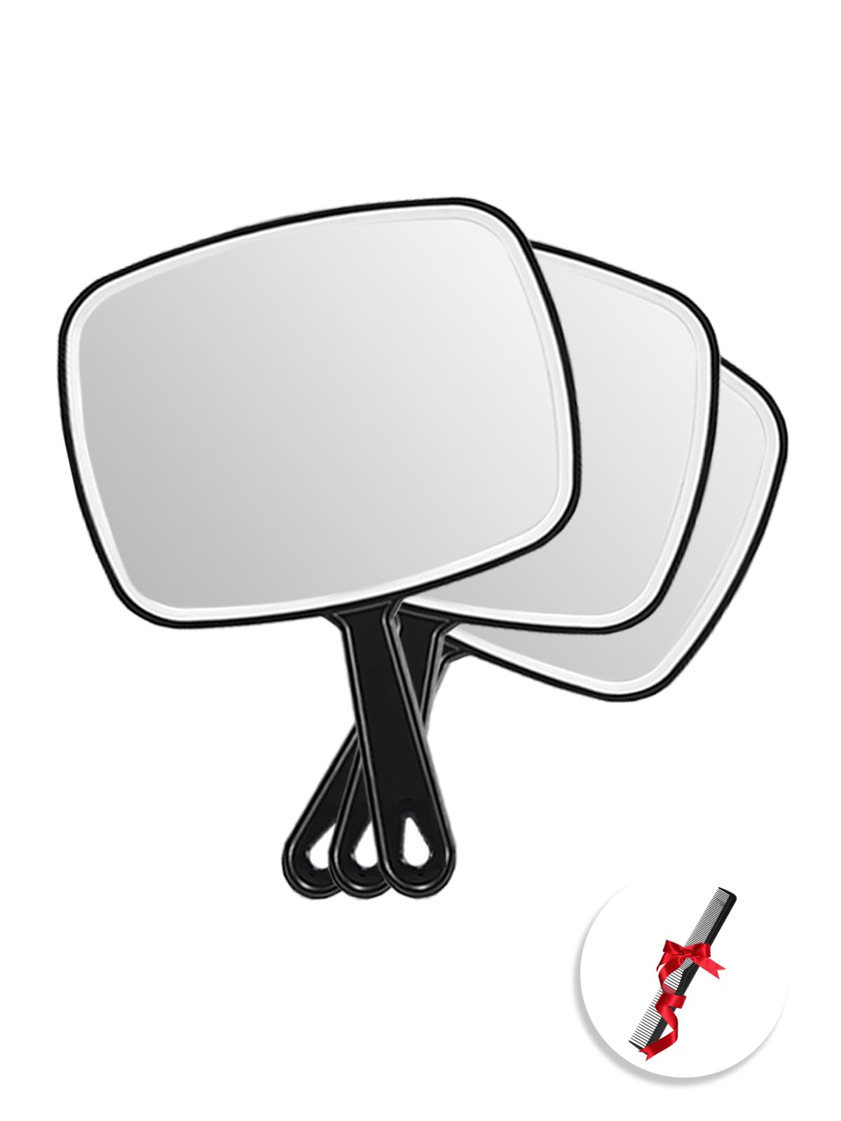 OMIRO Hand Mirror, Large Black Handheld Mirror with Handle,Square,L,3pcs