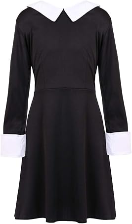 black dress with white cuffs