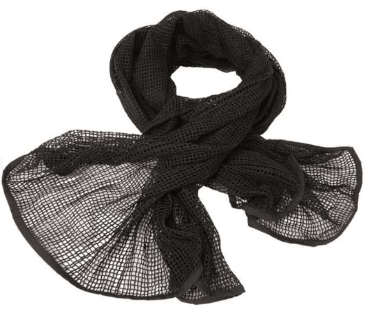 blntackle76 Khaki/Coyote Tan Camouflage Net Scarf Camouflage Woodland Olive Green Black Mesh Tactical Camouflage Net Scarf Hunting Airsoft Outdoor Approx. 190 x 90 cm (Black)
