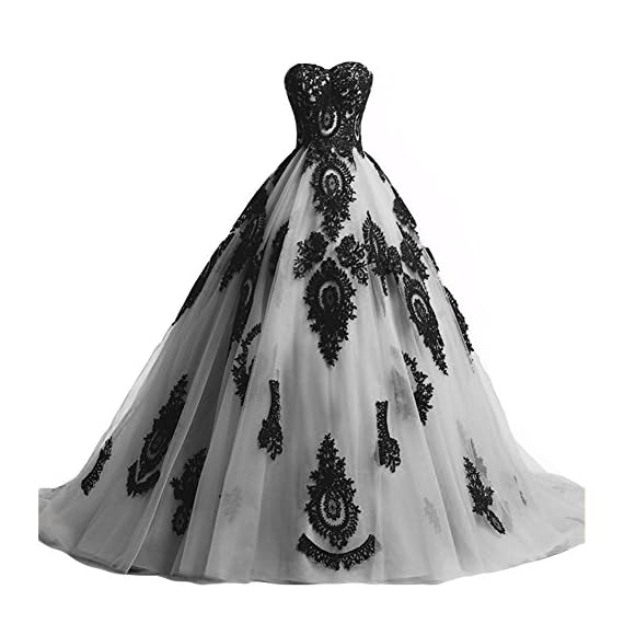 Black-Lace-Long-Tulle-A-Line-Prom-Dresses-Evening-Party-Corset-Gothic-Wedding-Gowns-Silver-US-18W